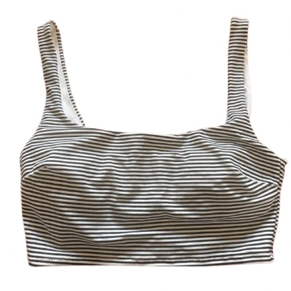 ✨Aerie Scoop-Neck Bikini Top Featuring Thin Straps & Striped Pattern Size Small
